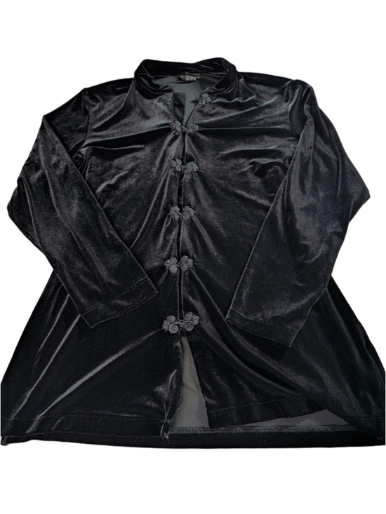 Sarah Spencer Tops - Vintage Black Velvet Mandarin Collar Frog button top